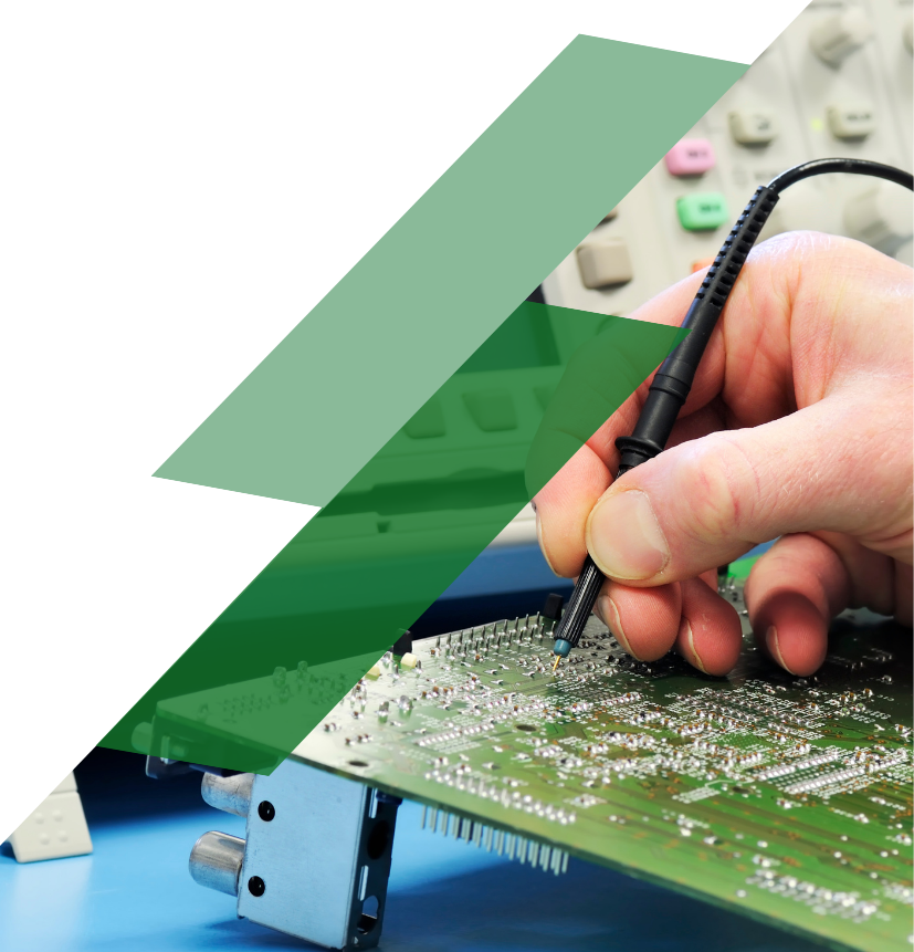 Technician performing industrial drive diagnostics and electrical testing on control electronics